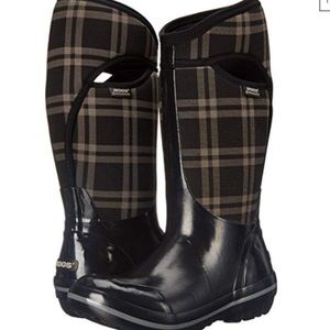 Womens tall bog boots with plaid